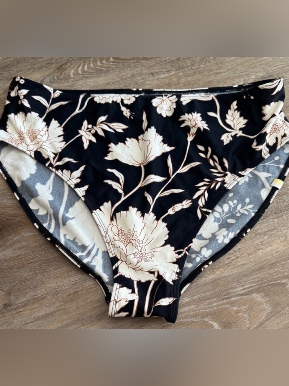Size 12 summersalt Black and Cream Floral Bikini Bottom
